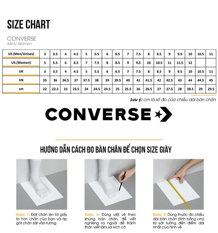 Những sai lầm khi đo size giày Converse và cách khắc phục