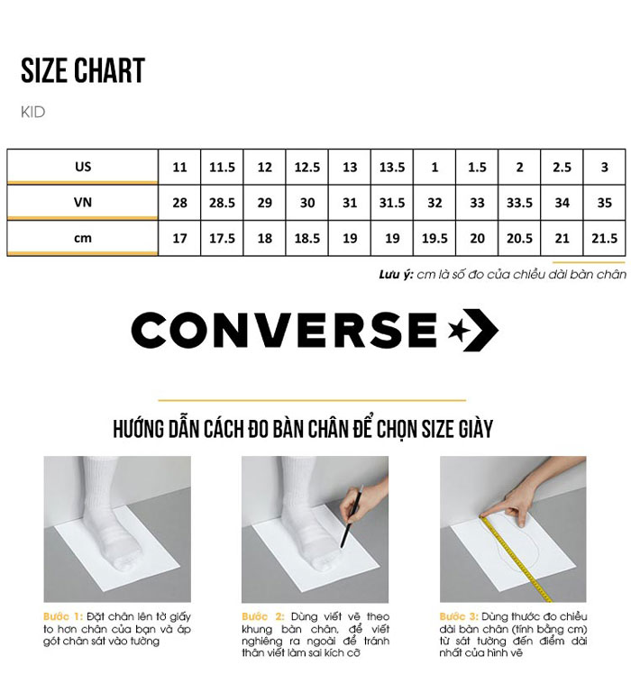 Tổng hợp các kiến thức về Converse size chart mà bạn nên biết