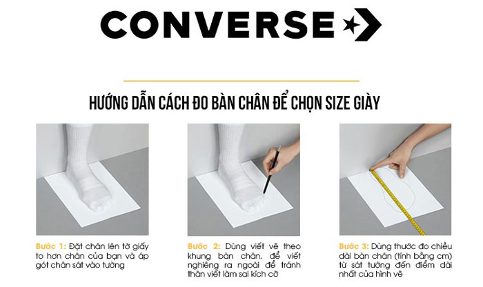 Hướng dẫn chọn size giày Converse chuẩn - dễ dàng khi mua hàng Online