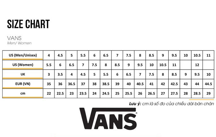 Vans Era Size Chart
