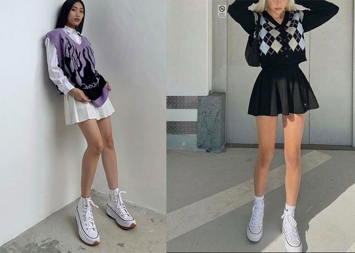 Tạo điểm nhấn thời trang cho trang phục với giày Converse màu trắng