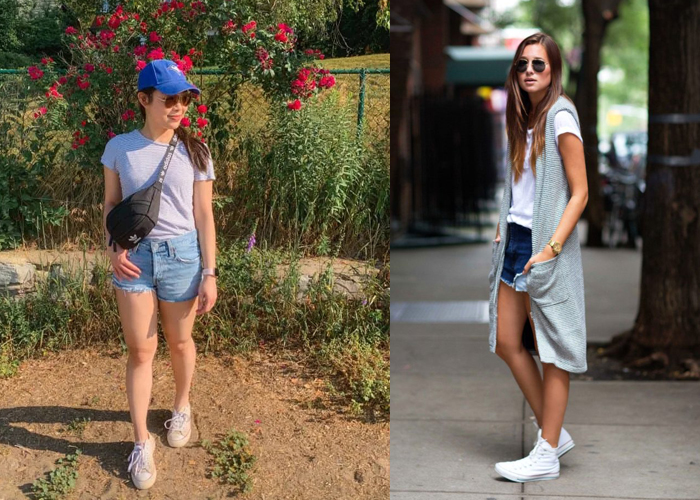 Quý cô tự tin dạo bước xuống phố cùng giày Converse trắng cổ thấp