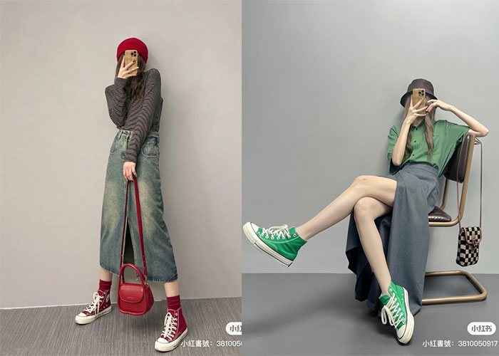 Thưởng thức vẻ thanh lịch từ cách phối đồ với giày Converse cổ cao nữ