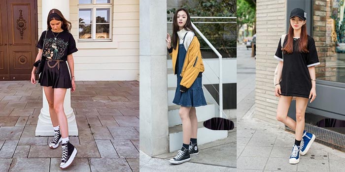 Váy và giày Converse - Công thức phối đồ trẻ trung không bao giờ lỗi mốt
