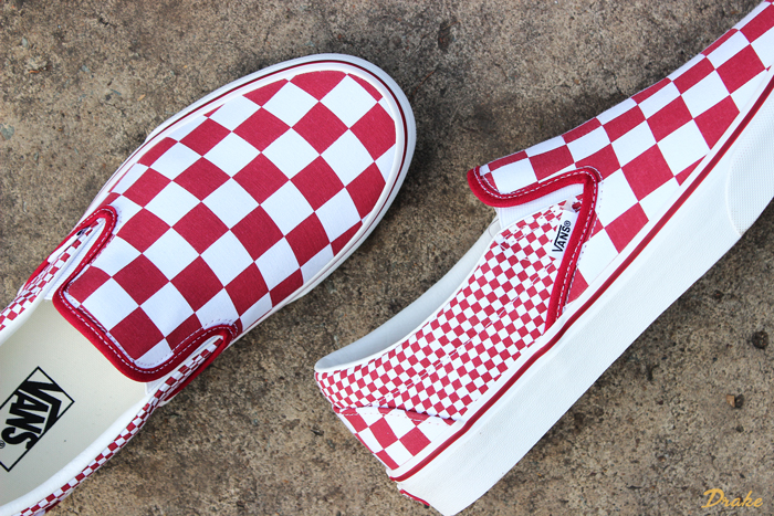 Mê mẩn trước những đôi giày Vans Slip-on Checkerboard đỏ nổi bật