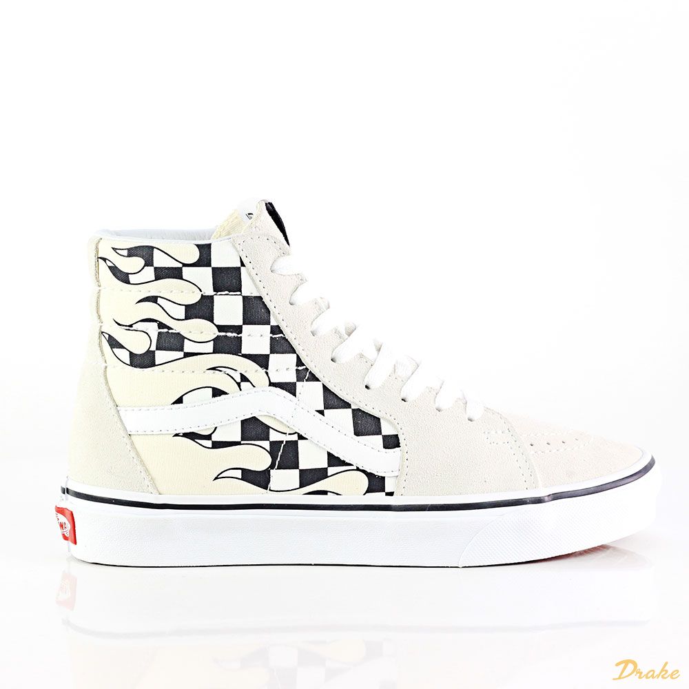 vans high top checkered flame