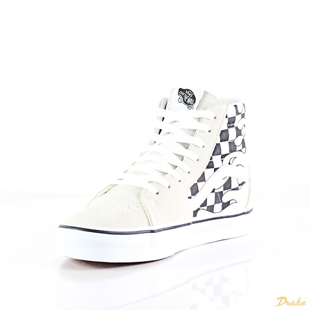 vans high top checkered flame