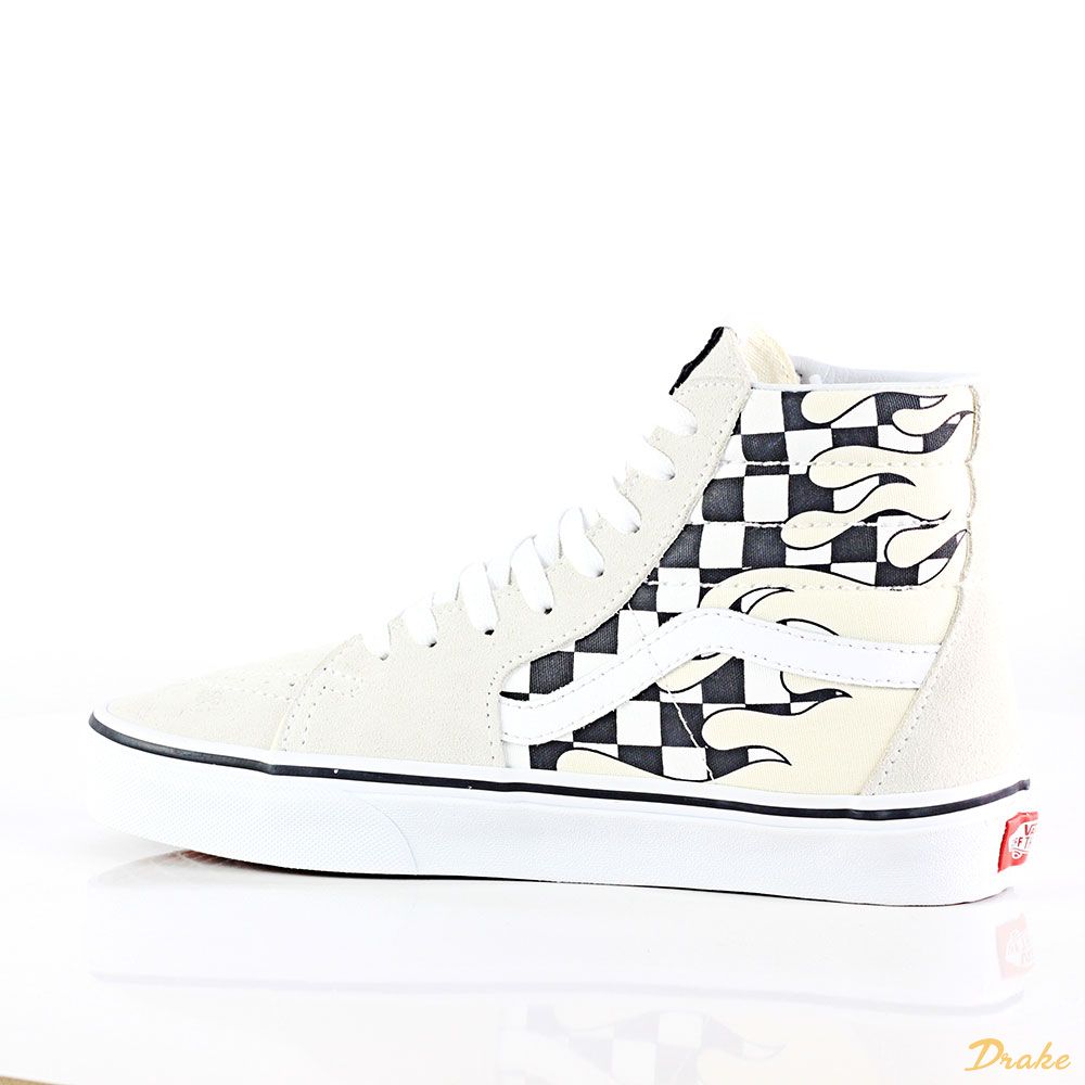vans high top checkered flame