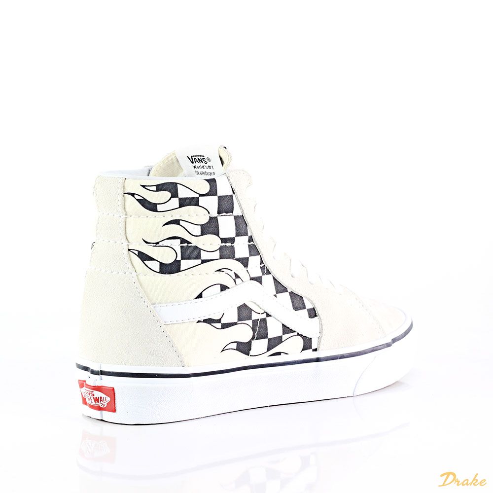 vans high top checkered flame